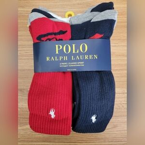 Polo Ralph Lauren Red and Navy Blue Athletic Socks (Assortment)